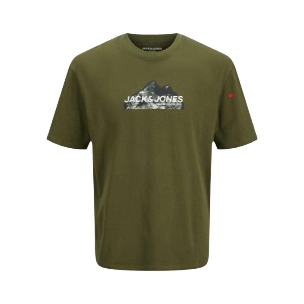 Men’s Short Sleeve T-Shirt Jack & Jones JCOMOUNTAIN LOGO TEE SS CREW NECK 12262220 Green