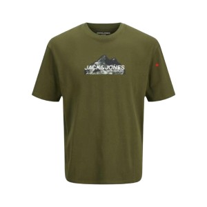 Men’s Short Sleeve T-Shirt Jack & Jones JCOMOUNTAIN LOGO TEE SS CREW NECK 12262220 Green