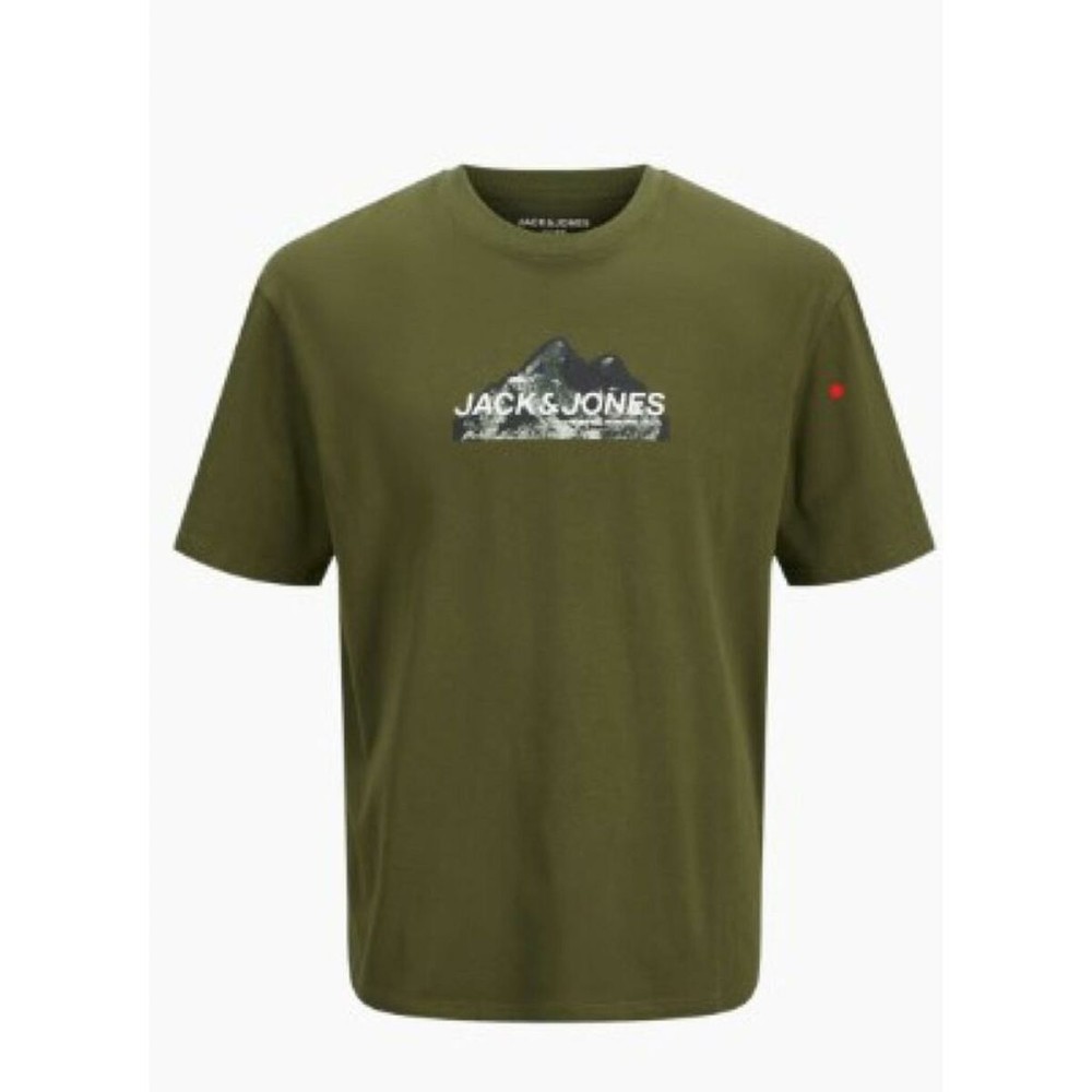 Men’s Short Sleeve T-Shirt Jack & Jones JCOMOUNTAIN LOGO TEE SS CREW NECK 12262220 Green