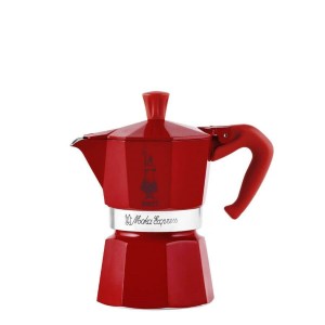 Italienische Kaffeemaschine Bialetti Winter Wonderland Rot Silberfarben Aluminium 3 Kopper