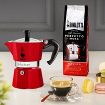 Italienische Kaffeemaschine Bialetti Winter Wonderland Rot Silberfarben Aluminium 3 Kopper