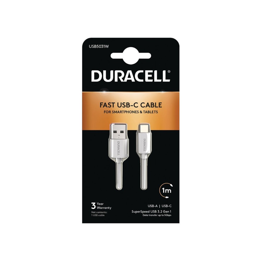 USB-Kabel DURACELL USB5031W 1 m Weiß