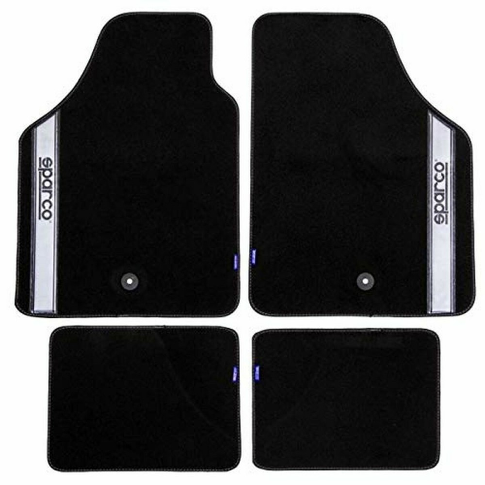 Auto-Fußmatten-Set Sparco Schwarz/Silberfarben Grau Silberfarben Teppich (4 pcs)