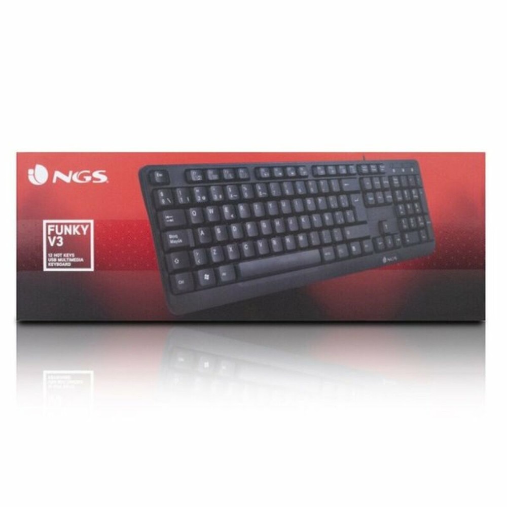 Clavier NGS NGS-KEYBOARD-0344 Noir Espagnol Qwerty