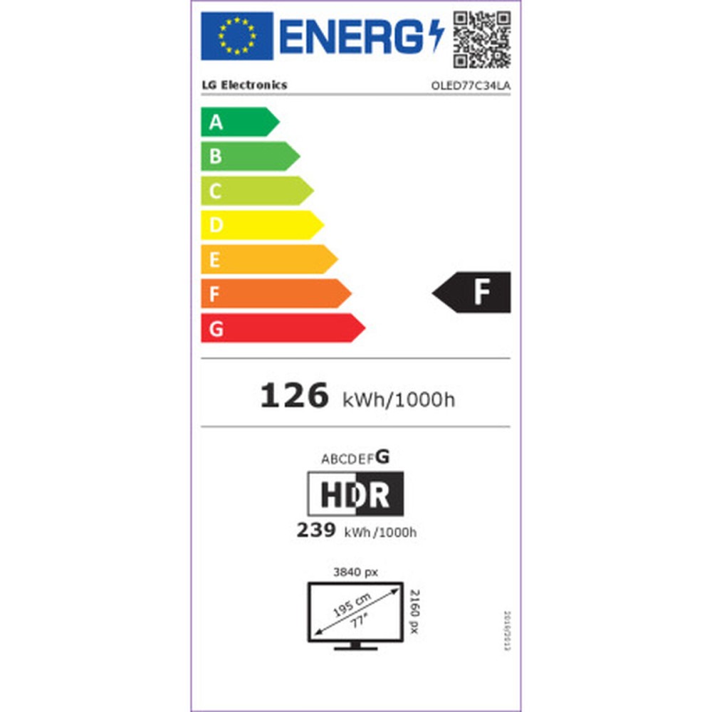 TV intelligente LG OLED77C34LA.AEU 4K Ultra HD 77" HDR OLED