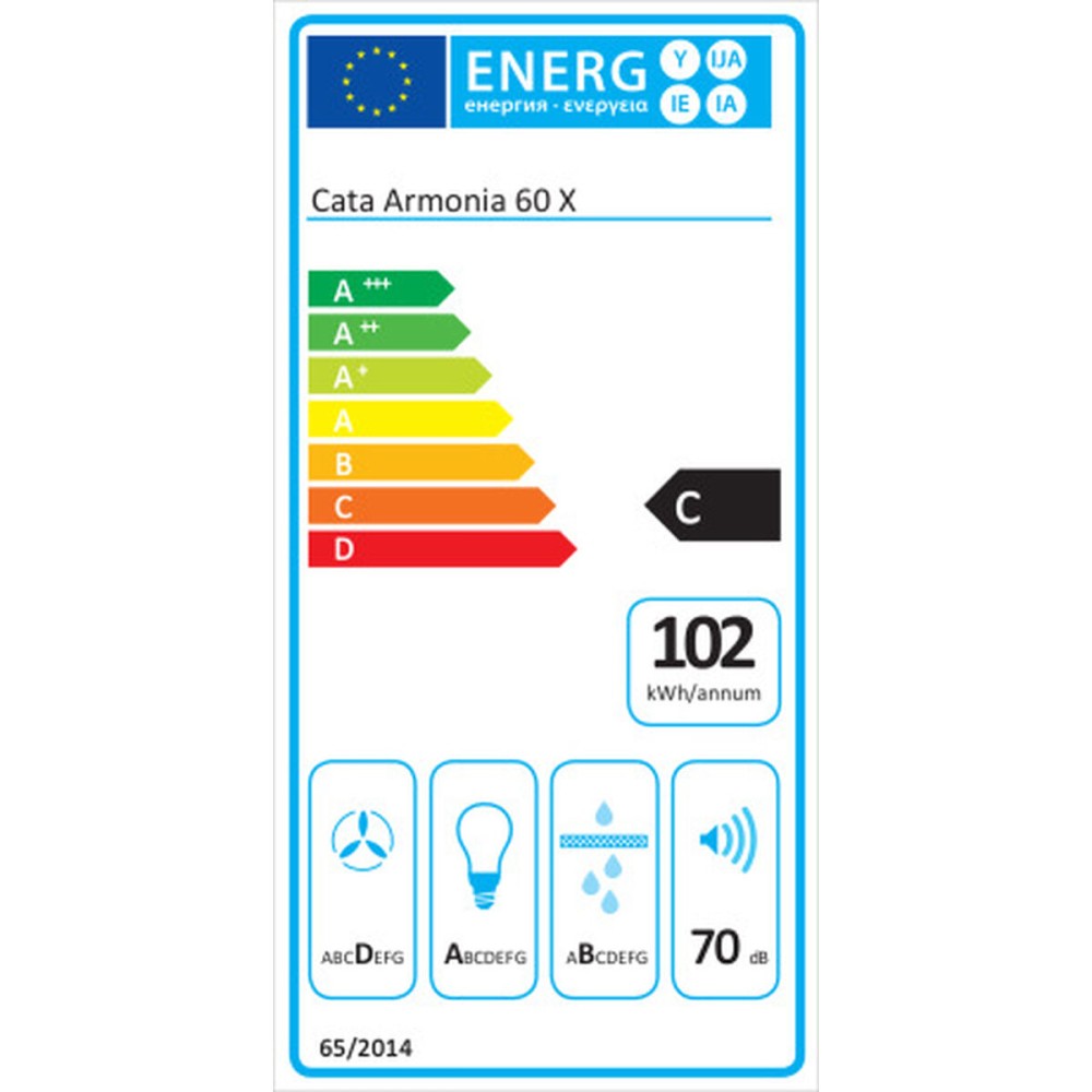 Hotte standard Cata ARMONIA 60X Acier 275 W