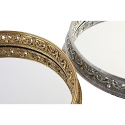 Plateau apéritif DKD Home Decor 38,5 x 38,5 x 8 cm Miroir Argenté Doré Résine Néoclassique (2 Unités)