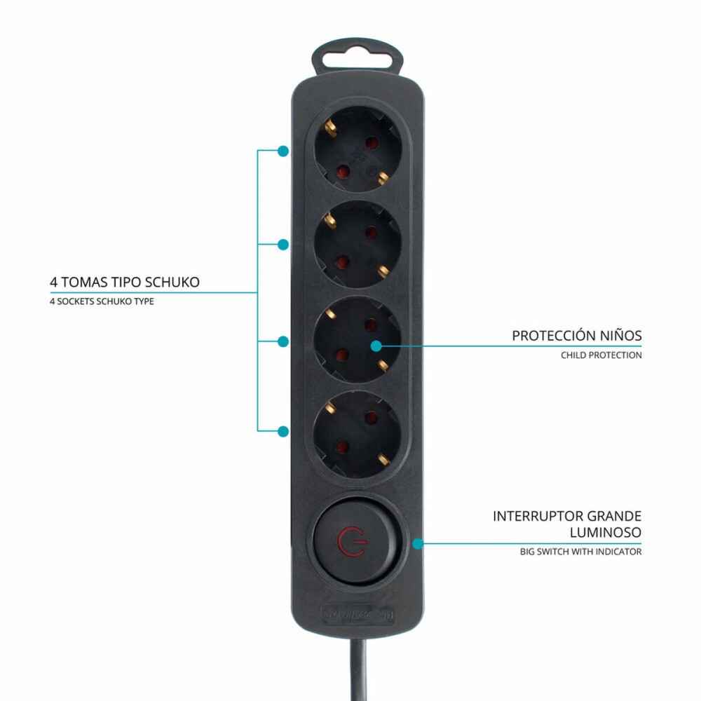 4-socket plugboard with power switch TM Electron 3680 W