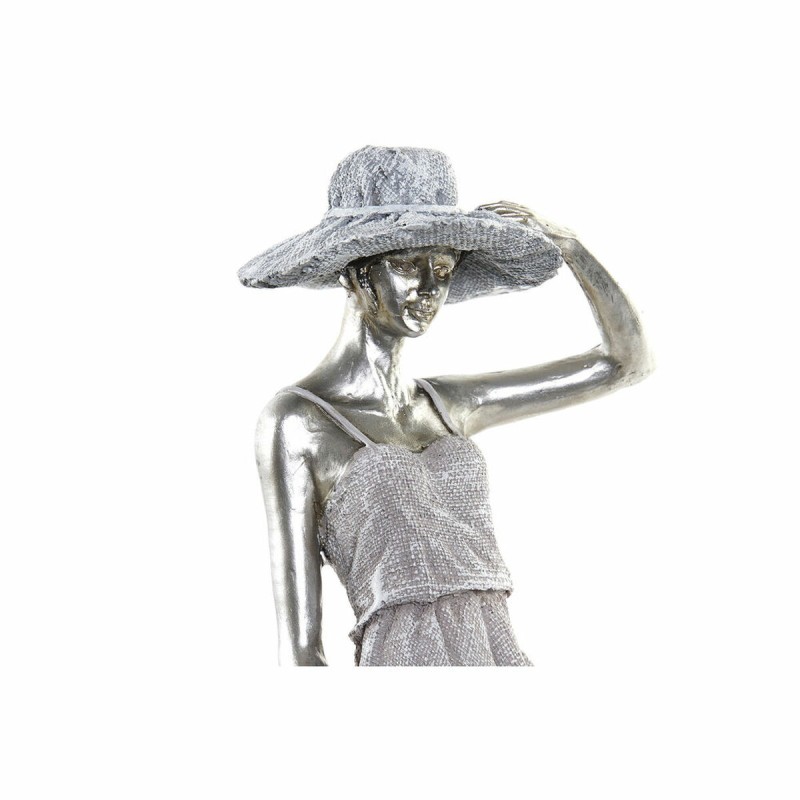 Decorative Figure DKD Home Decor Lady Silver Bicycle Metal Resin (27,5 x 9,5 x 34,5 cm)