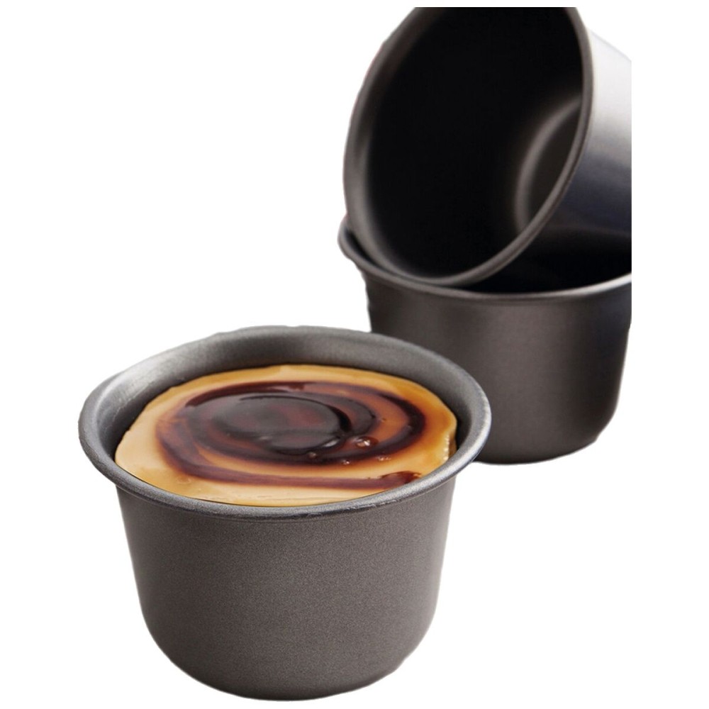 Flan Mould Quid Sweet Grey Black Metal 9,5 cm (24 Units)