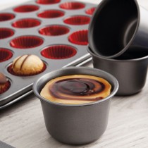 Flan Mould Quid Sweet Grey Black Metal 9,5 cm (24 Units)