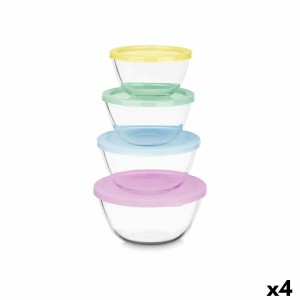 Ensemble de Boîtes à Lunch Vivalto B2-21-S4 Plastique Verre Borosilicaté 800 ml 1 L 1,6 L 2,1 L (4 Unités)