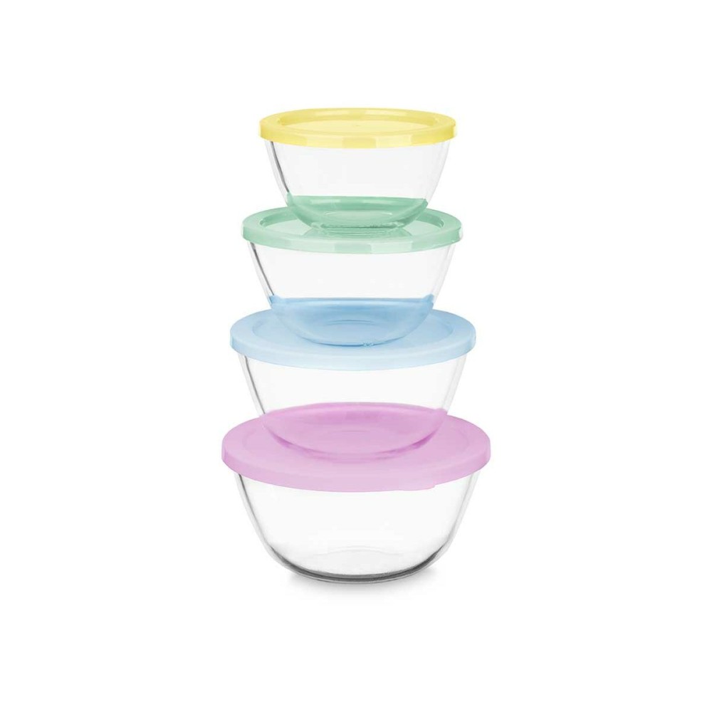 Ensemble de Boîtes à Lunch Vivalto B2-21-S4 Plastique Verre Borosilicaté 800 ml 1 L 1,6 L 2,1 L (4 Unités)