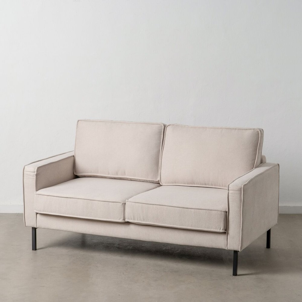 Sofa 163 x 87 x 90 cm Synthetic Fabric Beige Metal