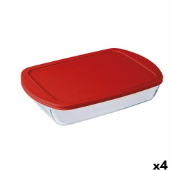 Boîte à repas rectangulaire avec couvercle Ô Cuisine Cook&store Ocu Transparent verre Silicone 4,5 L (4 Unités)