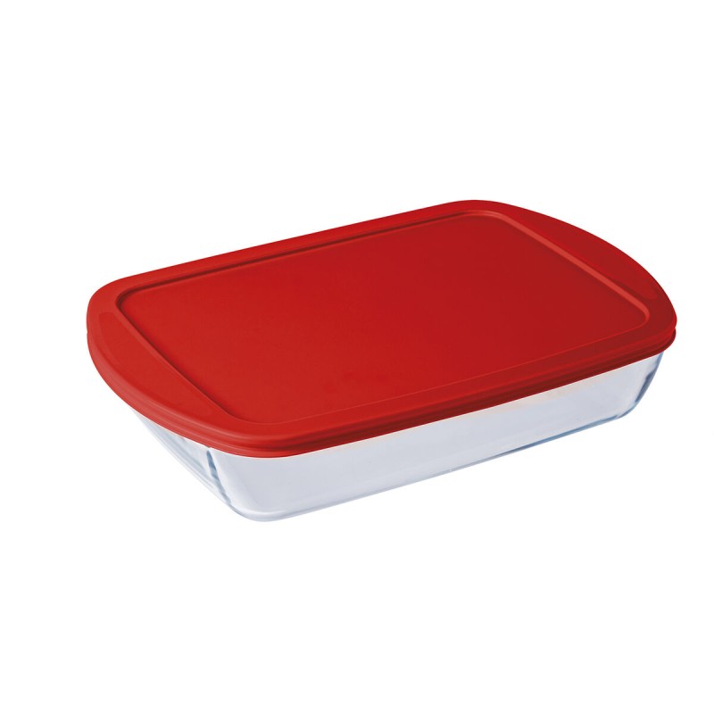 Rectangular Lunchbox with Lid Ô Cuisine Cook&store Ocu Transparent Glass Silicone 4,5 L (4 Units)