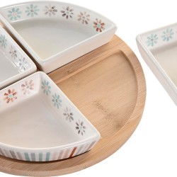 Snack tray DKD Home Decor 21,5 x 21,5 x 1 cm Multicolour Stoneware