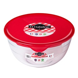 Round Lunch Box with Lid Ô Cuisine Prep&store Ocu Red 2 L 22 x 22 x 11 cm Glass (3 Units)