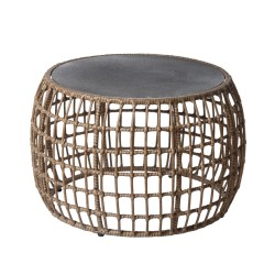 Tischdekoration Ariki Tisch Stahl Rattan Verre trempé Synthetischer Rattan 73 x 61 x 46 cm