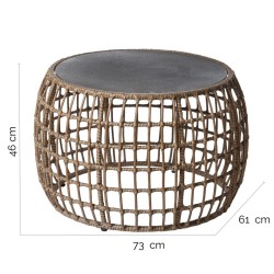 Centre Table Ariki Table Steel Rattan Tempered Glass synthetic rattan 73 x 61 x 46 cm