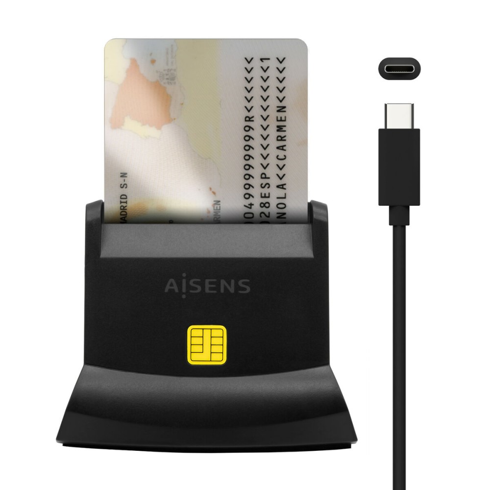 DNI/SIP Card Reader Aisens ASCR-SN04CSD-BK Black