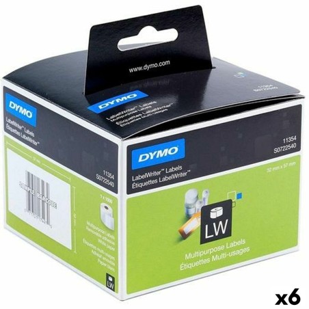 Drucker-Etiketten Dymo Weiß Schwarz 32 x 57 mm 1000 Stücke (6 Stück)