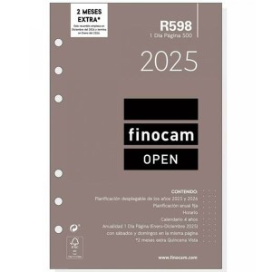 Recharge pour agenda Finocam OPEN R598 500 2025 11,7 x 18,1 cm