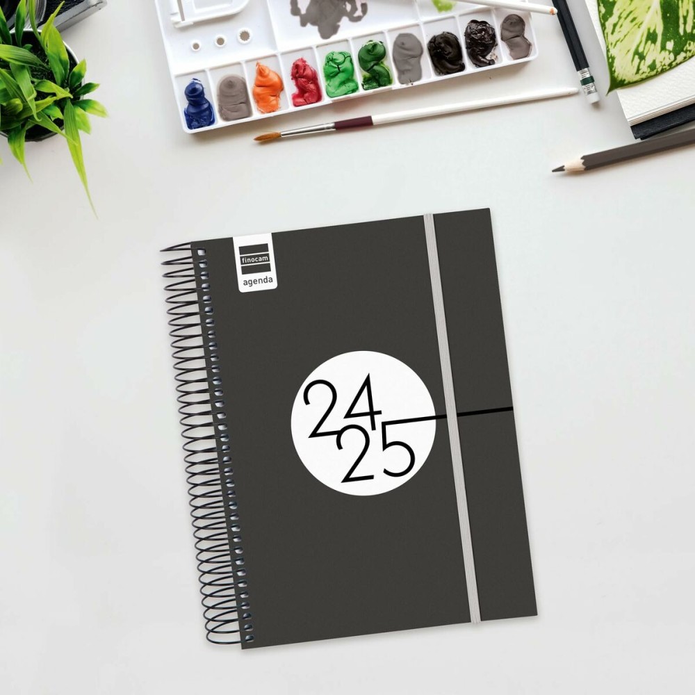 Diary Finocam Black 15,5 x 21,2 cm 2024-2025