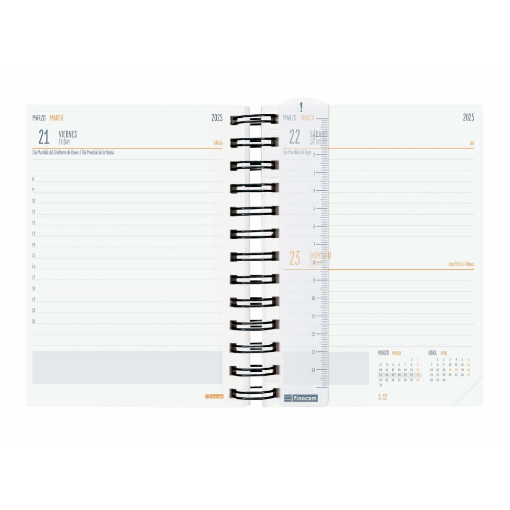 Diary Finocam Black 1/8 12 x 16,4 cm 2024-2025