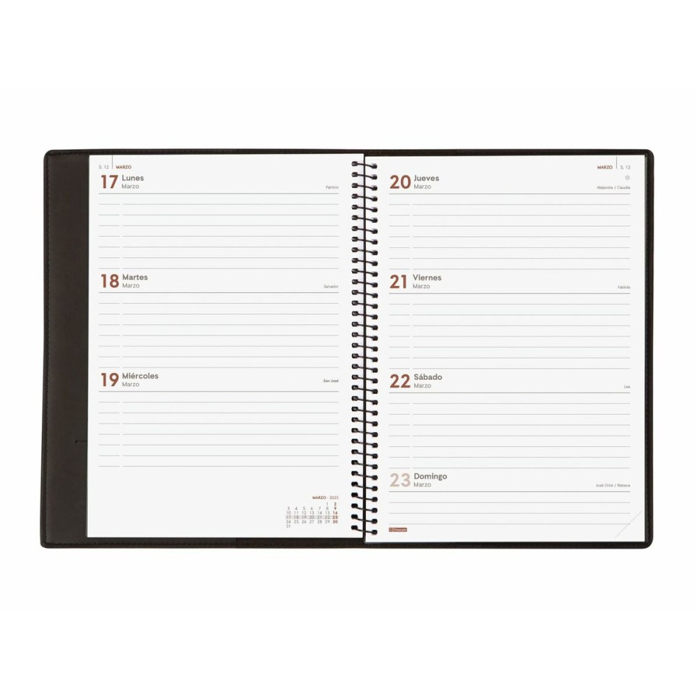 Agenda Finocam DUOBAND E10 Noir A5 15,5 x 21,2 cm 2025 Bloc de Notes