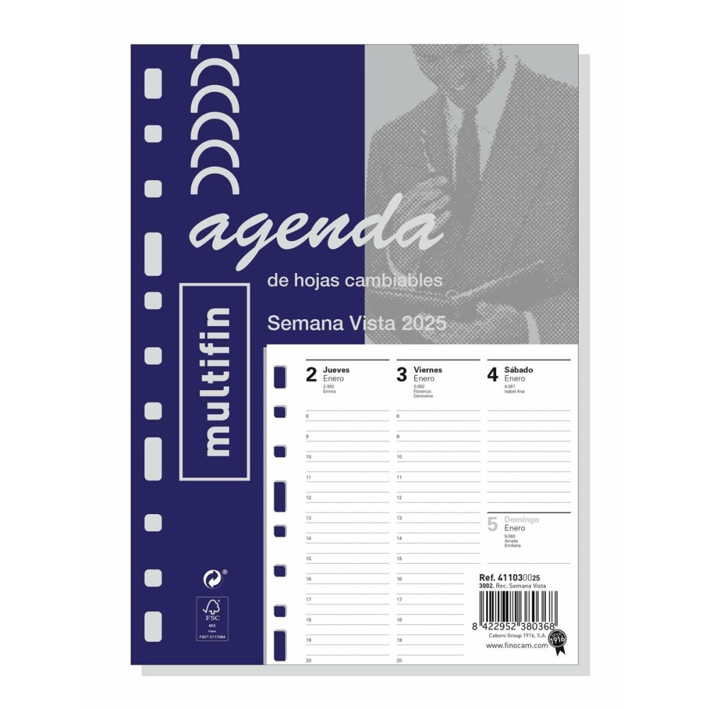 Recharge pour agenda Finocam MULTIFIN 3002 2025 15,5 x 21,5 cm