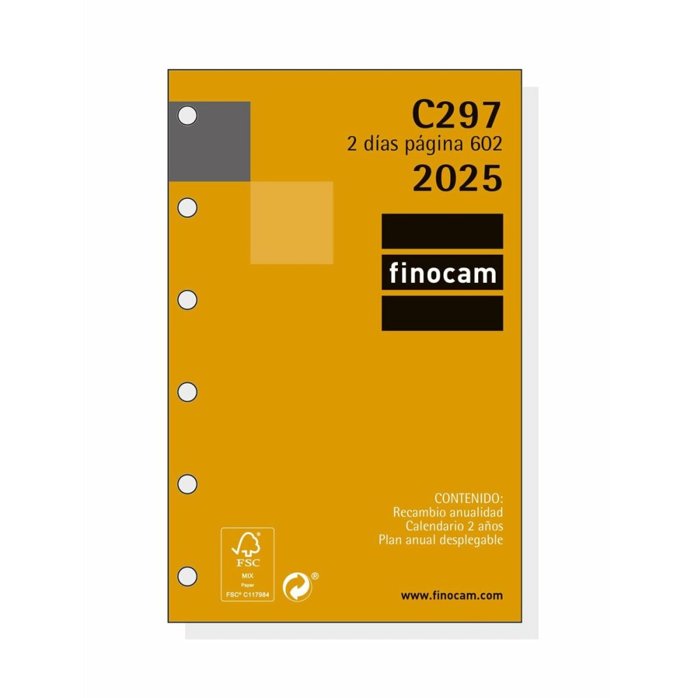 Recharge pour agenda Finocam CLASSIC C297 602 2025 7,3 x 11,4 cm