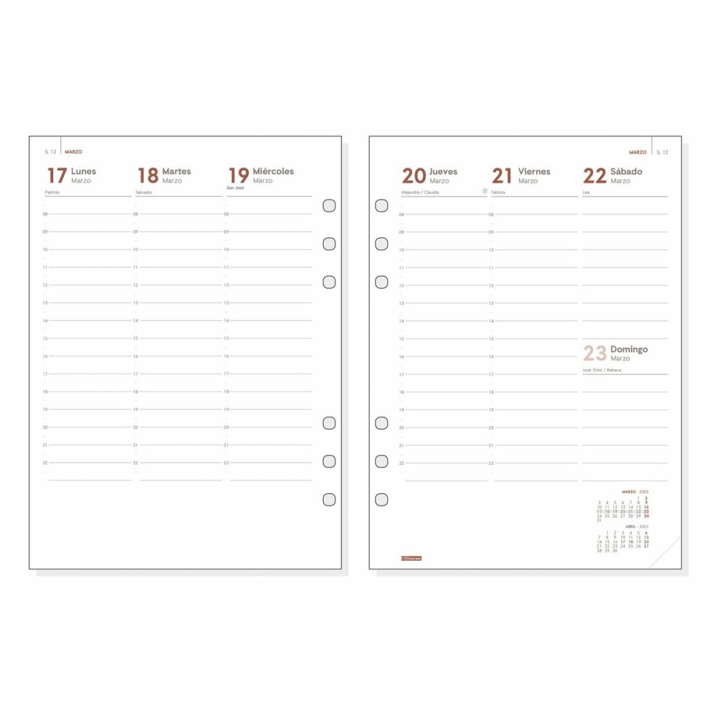 Recharge pour agenda Finocam OPEN R1099 2025 15,5 x 21,5 cm