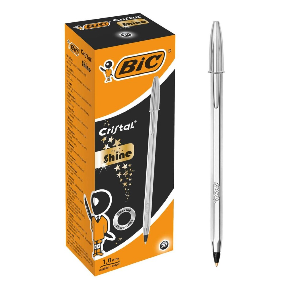 stylo à encre liquide Bic 921339 Noir Argenté 0,32 mm (20 Pièces)