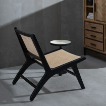 Fauteuil Noir Naturel Bois Rotin Bois d'hévéa 60,5 x 73,5 x 72,5 cm