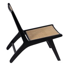 Fauteuil Noir Naturel Bois Rotin Bois d'hévéa 60,5 x 73,5 x 72,5 cm