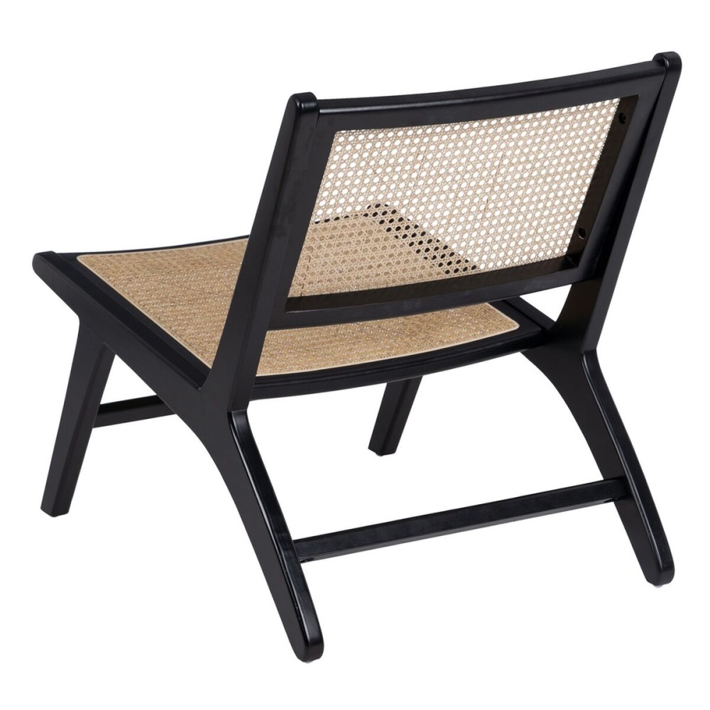 Armchair Black Natural Wood Rattan Rubber wood 60,5 x 73,5 x 72,5 cm