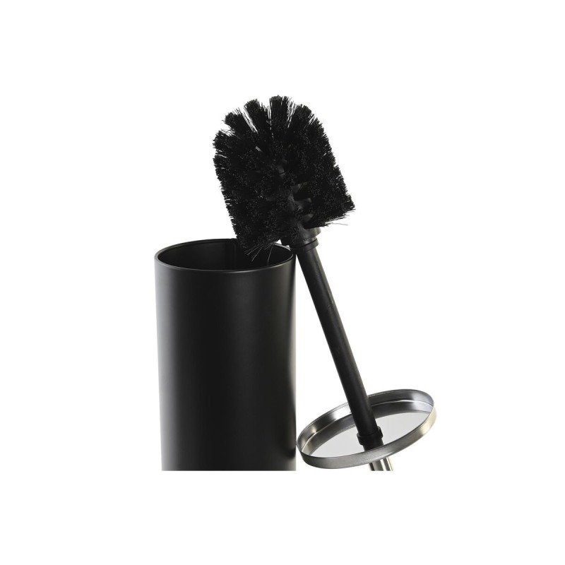 Brosse de salle de wc DKD Home Decor 10 x 10 x 38,4 cm Argenté Noir Métal Acier inoxydable