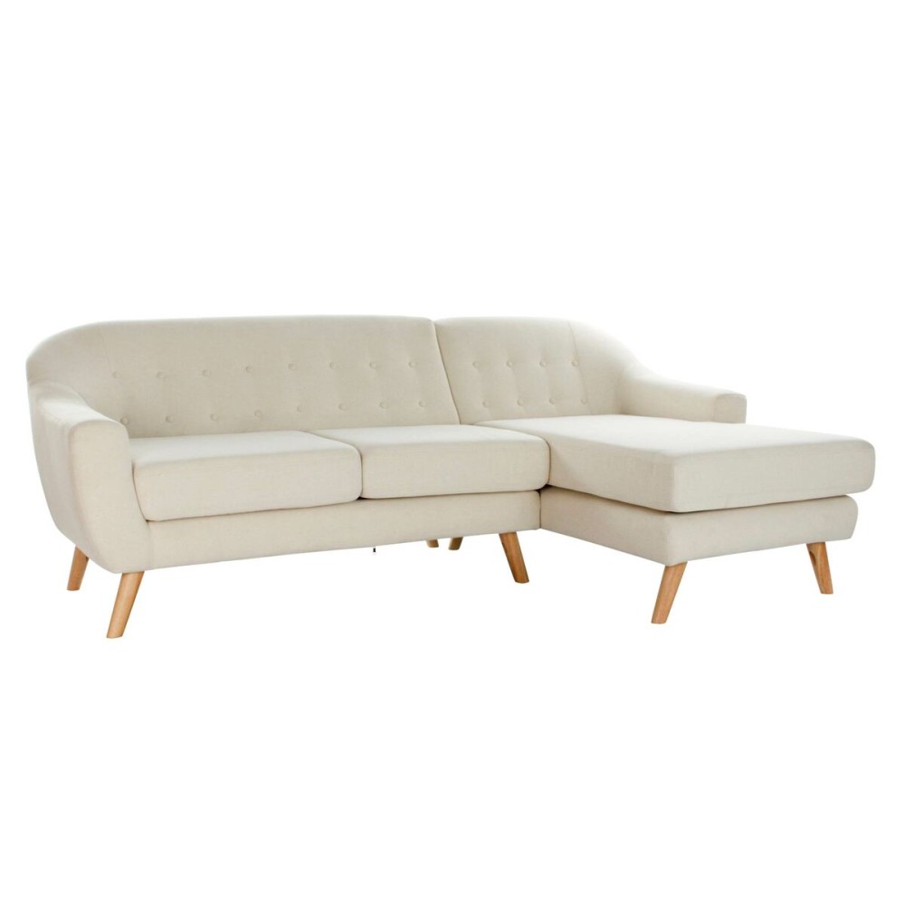 Canapé chaise longue DKD Home Decor Crème Bois d'hévéa 226 x 144 x 84 cm