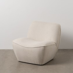 Armchair White MDF Wood Foam 100 % polyester 71 x 81 x 66 cm