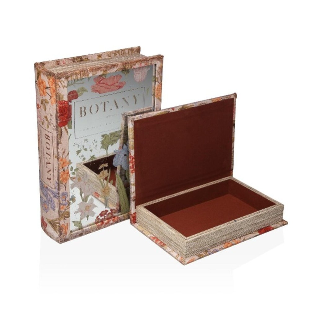 Set of decorative boxes Versa Botany Canvas MDF Wood Book 7 x 21 x 30 cm