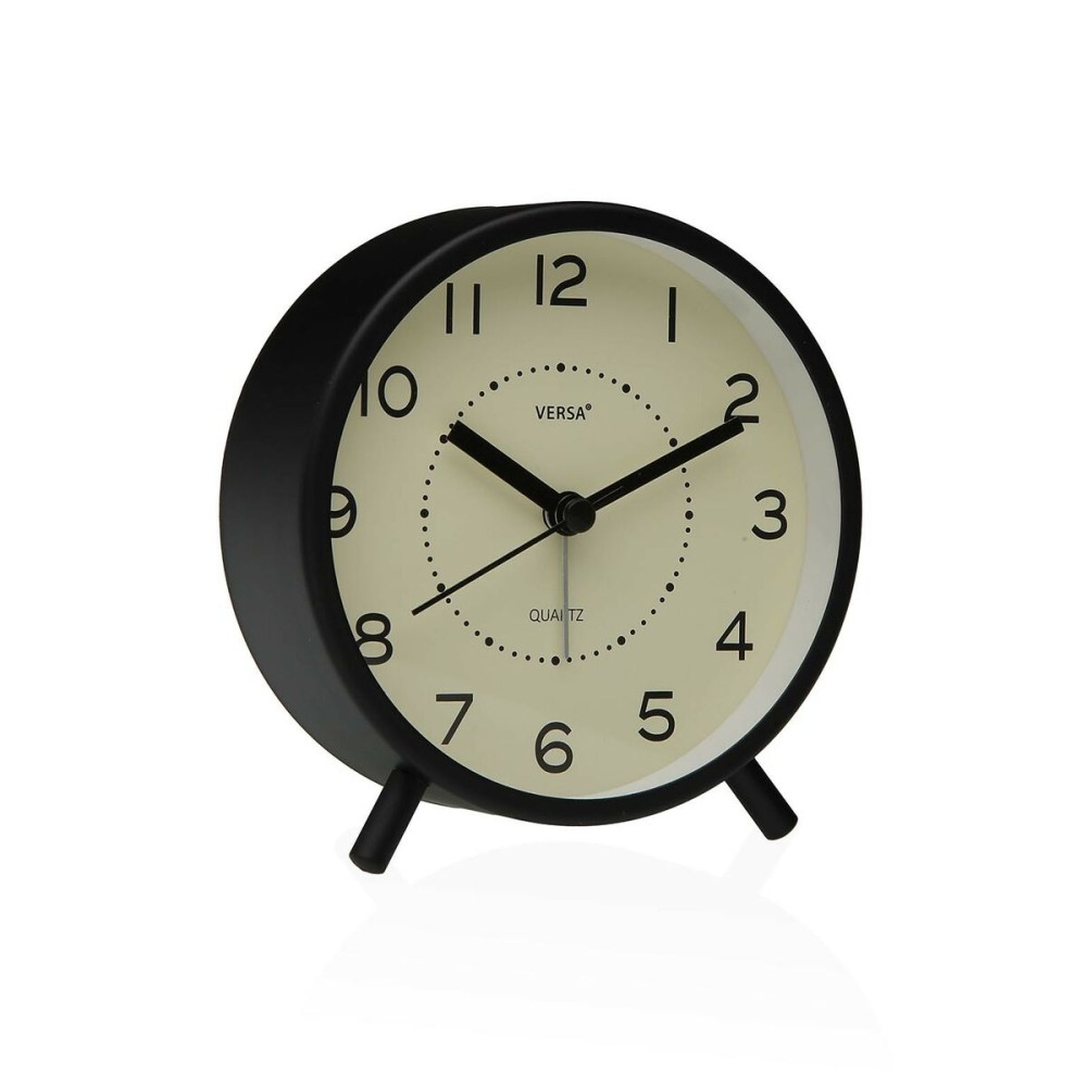 Table clock Versa Zeal Black Plastic 5,4 x 11,8 x 11 cm