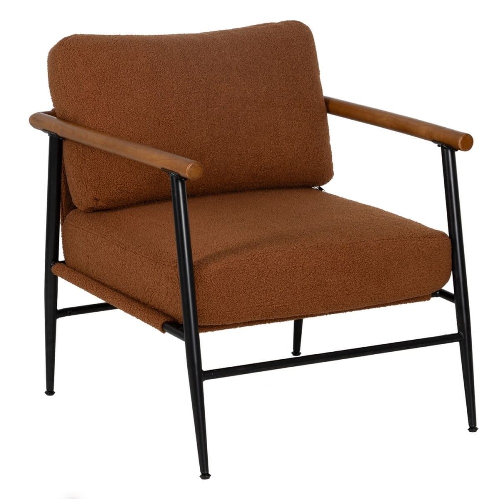 Armchair Brown Black Rubber wood Fabric 70 x 76 x 81 cm