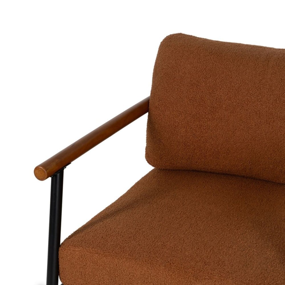 Fauteuil Marron Noir Bois d'hévéa Tissu 70 x 76 x 81 cm