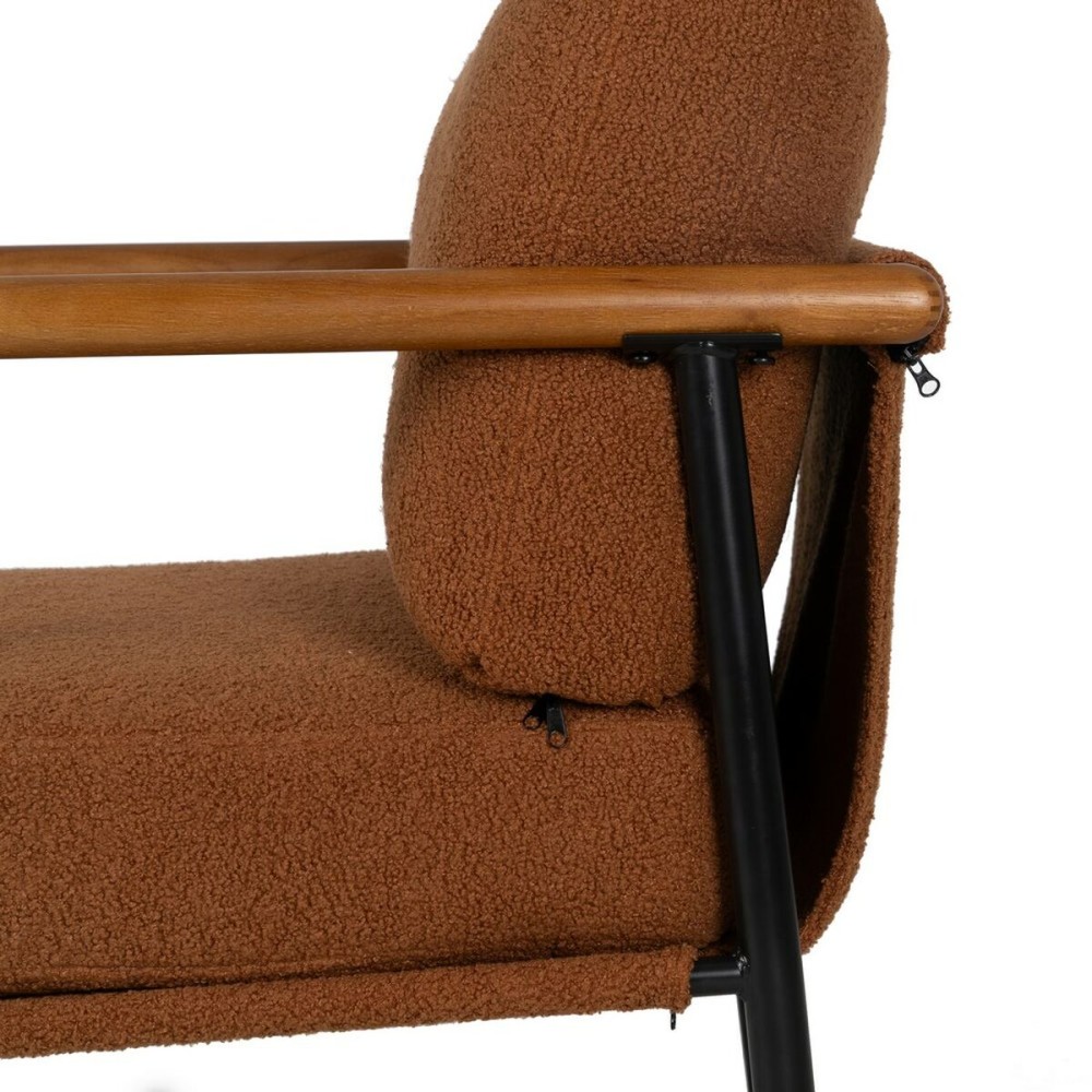 Fauteuil Marron Noir Bois d'hévéa Tissu 70 x 76 x 81 cm