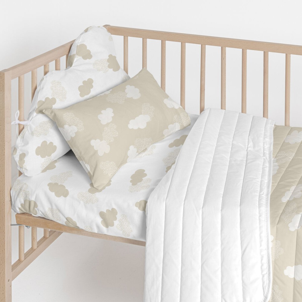 Cot protector HappyFriday Basic Kids Clouds Beige 60 x 40 cm