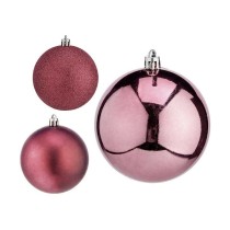 Lot de boules de Noël Rose Plastique 8 x 9 x 8 cm (24 Unités)