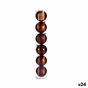 Lot de boules de Noël Marron Plastique Ø 8 cm 8 x 8 x 47 cm (24 Unités)