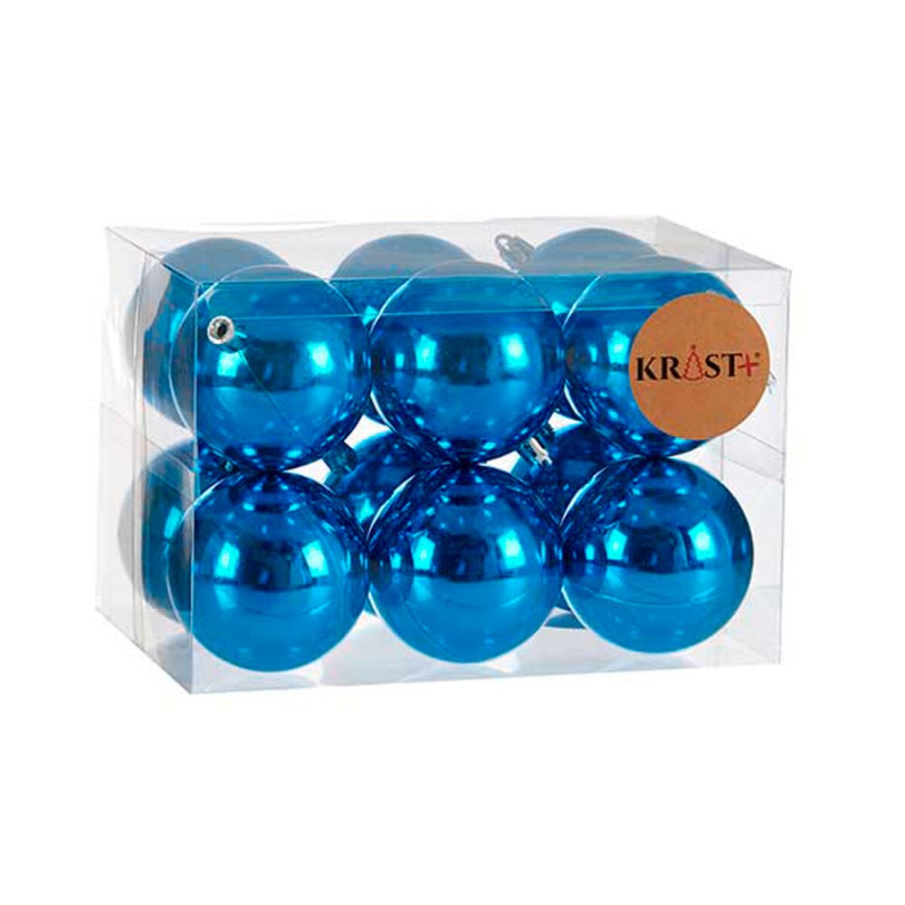 Lot de boules de Noël Bleu Plastique Ø 7 cm (12 Unités)