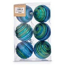 Set of Christmas balls Ø 8 cm Blue Green PVC (12 Units)